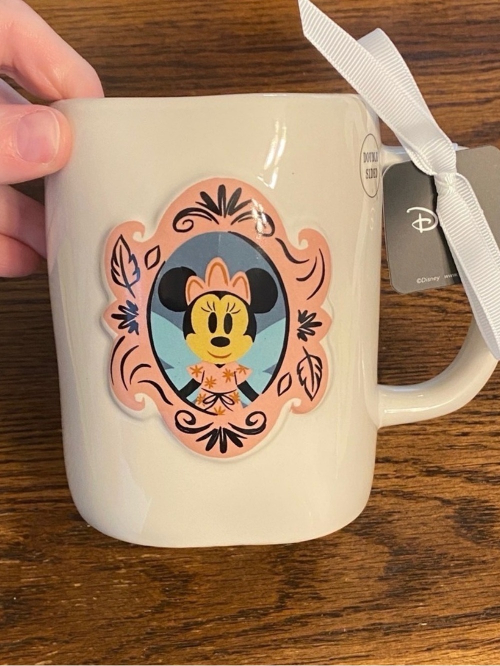 Rae Dunn Disney Minnie Mouse Happy Haunting Halloween Mug Pink Inside 18oz NWT